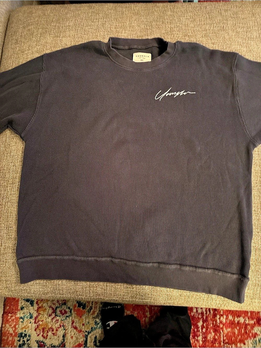 YoungLA Cozy Thermal Longsleeve Crewneck In Faded Black Wash - XXL